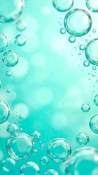Turquoise Water Bubbles Abstract Background with Copy Space