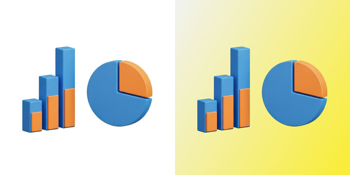 3d bar chart and pie graph business infographics icon