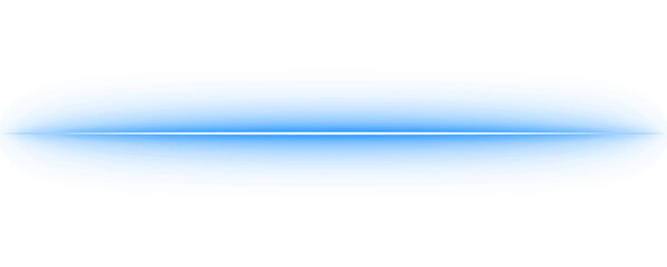 Obraz premium Blue neon horizontal oval light streak with glowing edges and bright center line, transparent background PNG element for banners and designs