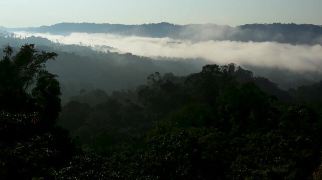 Misty forested hills reveal cloud banks in an Ecuador timelapse