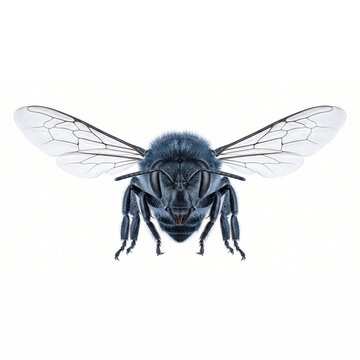 Realistic honey bee full body isolated on white background