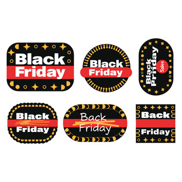 Black friday celebration decorative stickers set