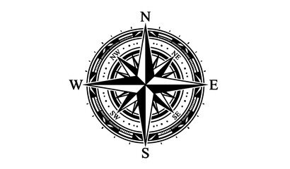 Vintage wind rose compass rose navigation symbol with cardinal © Masud
