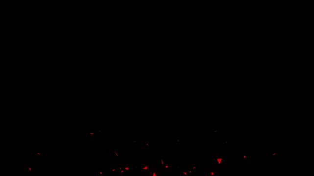 Red Confetti and Star Particles Burst on Black Background, Celebration Red Confetti Explosion with Glowing Stars, slowly falling red confetti rain for Festive Celebration