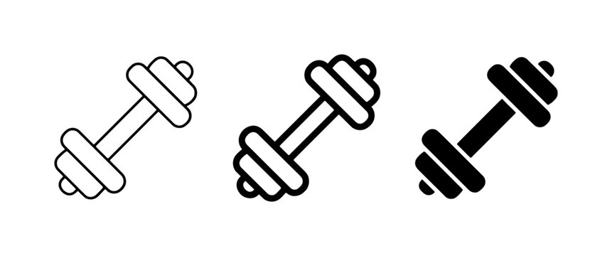 Dumbbell icon solid glyph for sports app