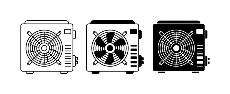 Air conditioner unit icon glyph and solid