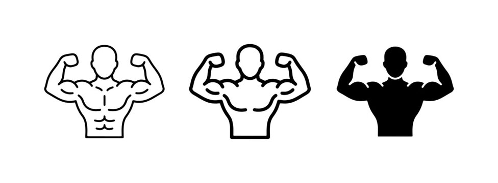 Man flexing biceps icon for fitness logo