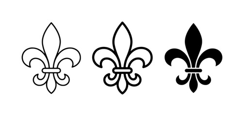 Fleur de lis icon, glyph, solid, and outline for logo © Tanvir