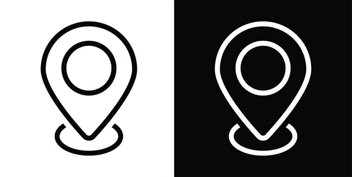 Location pin icon set. GPS navigation map pointer symbols for destination place, address position geographical tracking 
