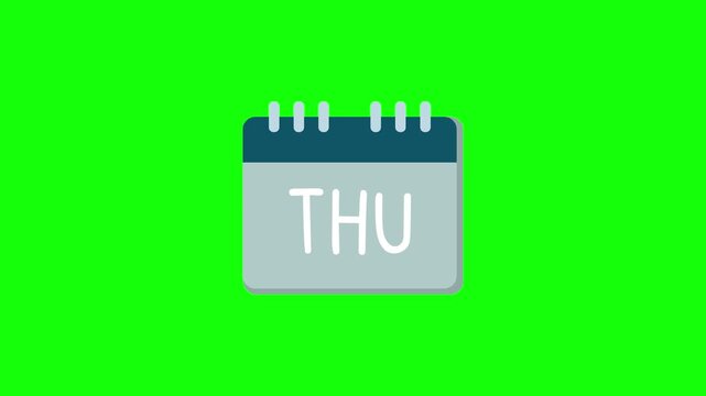 Calendar with days looping motion animation video. Simple calendar vector animation for asset, icon website, application, event