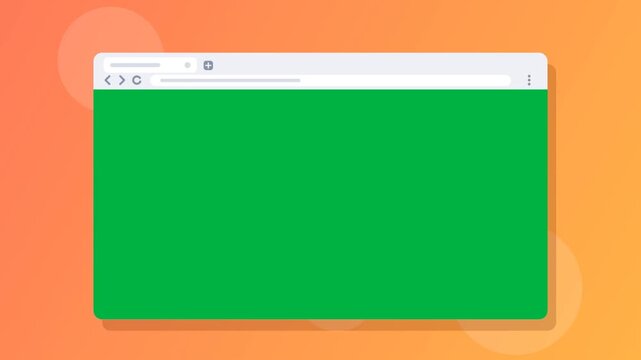 Modern web browser window with green screen placeholder for content compositing against a colorful gradient background.