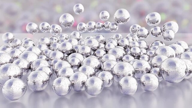 Silver nanoparticles, 3D animation. Metallic nanomaterials known for antimicrobial properties and studied for medical coatings, wound care, biosensors and biomedical applications.