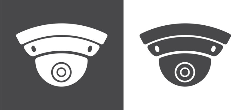 Black and white dome security camera icons