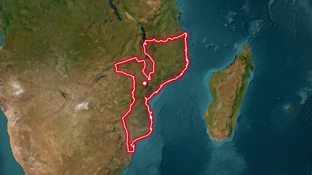 Mozambique Map Highlight Animation, Mozambique Country Location Map