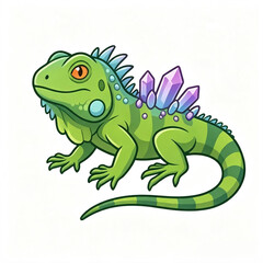 Fototapeta premium Cute iguana vector character with colorful spikes on its back for a children's cartoon