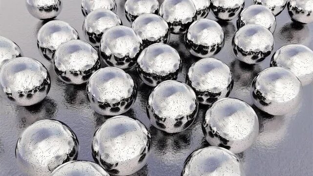 Silver nanoparticles, 3D animation. Metallic nanomaterials known for antimicrobial properties and studied for medical coatings, wound care, biosensors and biomedical applications.