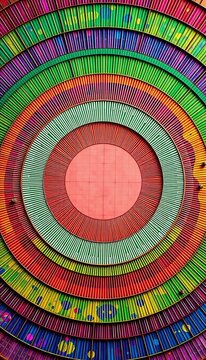 Series of concentric circles with radial lines, || ancient, mandala