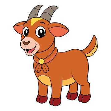 Happy Goat Cartoon Vector Illustration