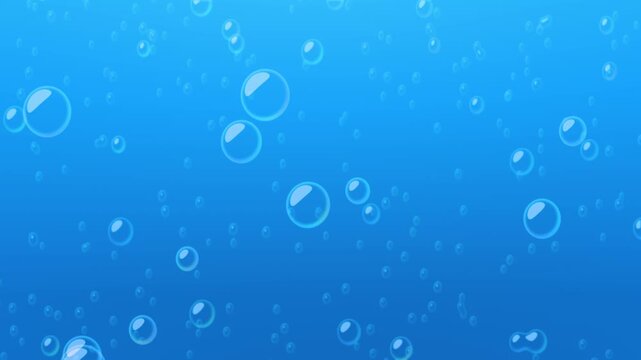Blue bubbles rising underwater, seamless loop background 4K
