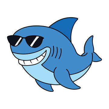 Cool Shark Vector Cartoon Illustration With Bold Ocean Character Design
