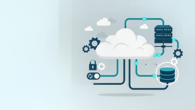 Cloud Computing Data Server Network Infrastructure Vector Illustration