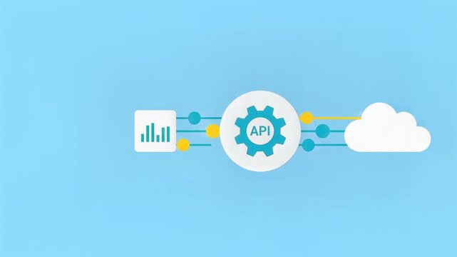 API Cloud Integration Flowchart with Data Processing Icon Set