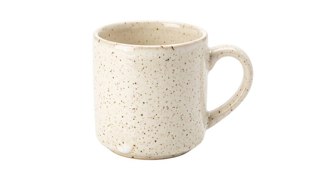 Rustic Ceramic Coffee Mug, Handcrafted Speckled Pottery Tea Cup, Minimalist Stoneware Drinkware for Cafe Branding isolated PNG with Transparent Background