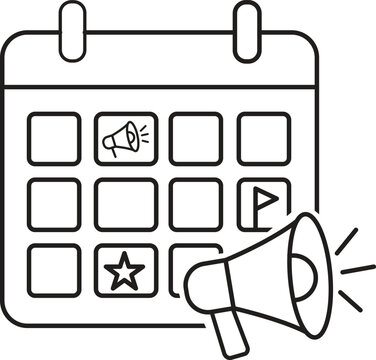 Campaign Calendar Icon, Outline Vector