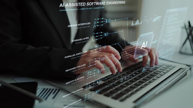 An AI coding system connects architectural requirements with implementation, bringing service APIs, storage and access rules into the development process.