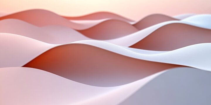Abstract Geometric 3D Background with Soft Blush Pink and White Wavy Texture for Elegant Typography