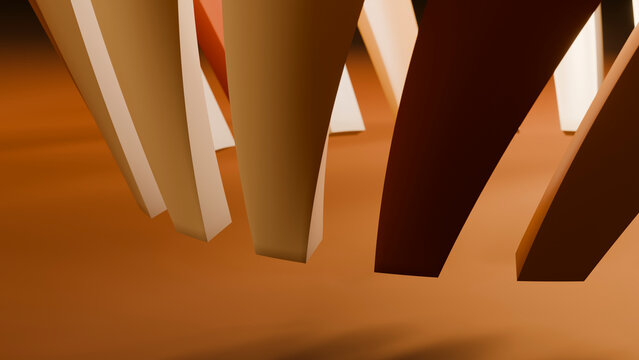 Abstract digital 3d illustration with curved brown shapes