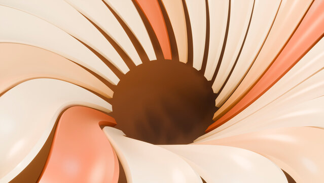 Abstract 3d spiral swirl design with smooth orange and beige curves