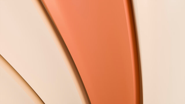 Abstract smooth curved orange and beige layered digital illustration