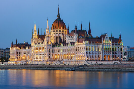Hungarian Houses of Parliament illuminated