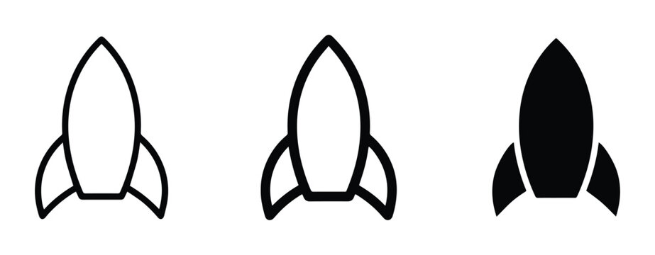 Rocket icon glyph and outline for app and web