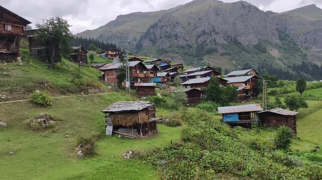 A general view of the historic village of Maden&mdash;formerly known as Bazgired&mdash;in the Şavşat district of Artvin, famous for its old wooden houses. The villagers do not want a mine to be opened there.