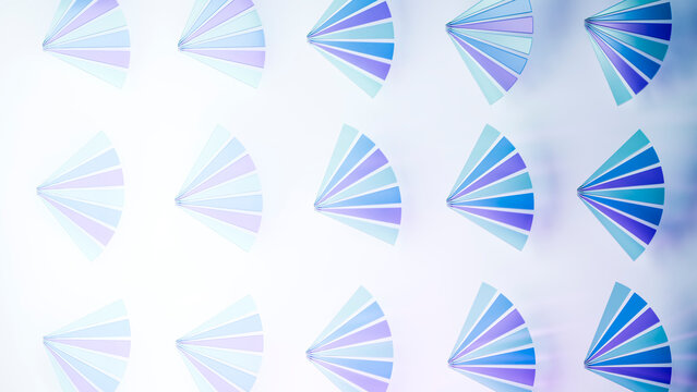 Abstract illustration with repeated blue and purple fan shape pattern