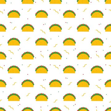 Seamless Mexican food taco pattern.