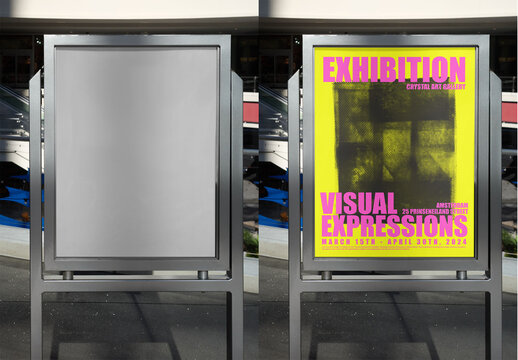 Mockup Template of Outdoor Poster Display Stand