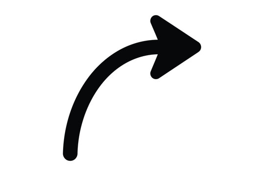 Hand drawn black curved arrow pointing to the top right corner with direction sign