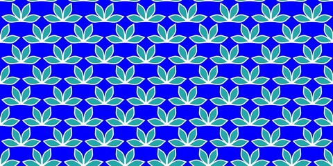 Seamless floral pattern with teal lotus leaf motifs on vibrant blue background for background, wallpaper, cover, and wrapping paper design © Mr. Han Han