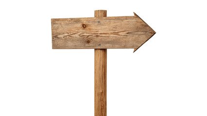 Blank rustic wooden directional signpost arrow guide board index isolated on transparent background © Rhea
