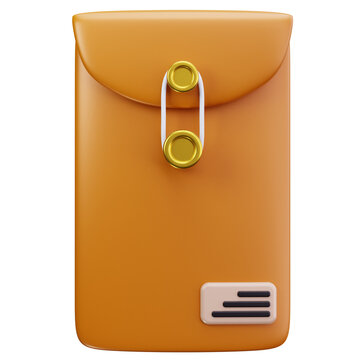 Brown String Envelope Folder 3D Illustrations