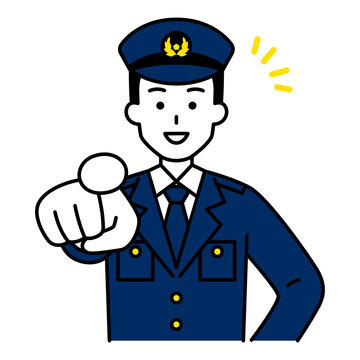 笑顔で指名する男性警察官