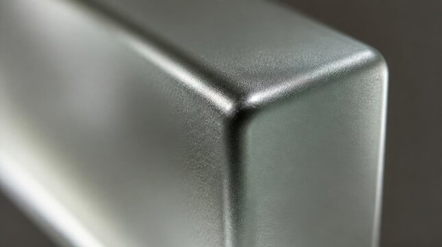 Detailed macro view of a cool metallic surface, highlighting fine particulate texture and soft light reflections.