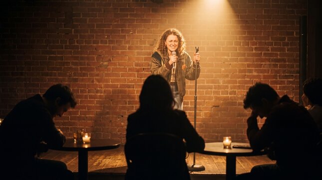 Nervous First Time Comedian Performing at Open Mic Night