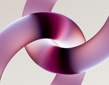A curved glass loop forms an abstract purple structure