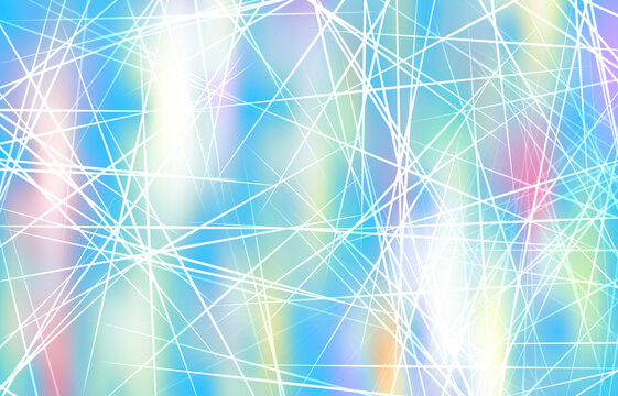 Abstract white lines cross a glowing holographic background