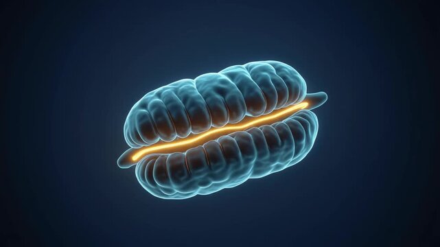 Mitochondrial energy production visualization with controlled internal activity for biology education, medical presentations, biotechnology, research communication, and science media.