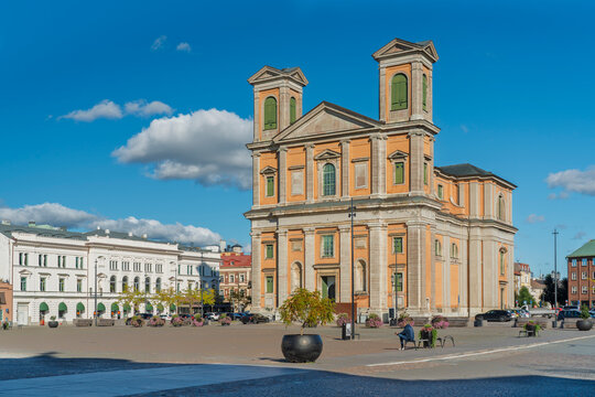 Historic Fredrikskyrkan church at Stortorget square in Karlskrona